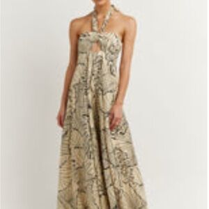 DISSH MALTA BLACK LINEN KNOT MIDI DRESS - 8 / BLACK